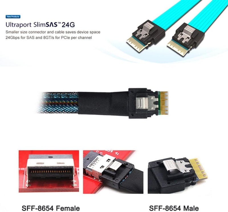 Chenyang SFF-8654 4i 38Pin Host Male to SFF-8654 38Pin Male PCI-E Slimline SAS Target Cable 40cm - Image 3